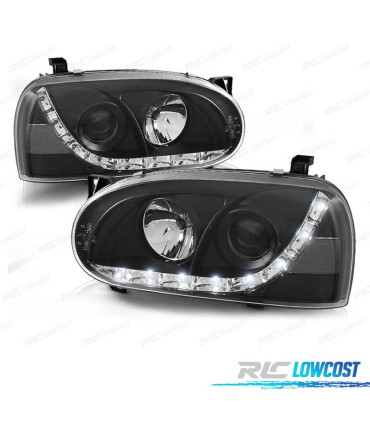 PHARES LED DAYLIGHT VOLKSWAGEN VW GOLF 3 FOND NOIR