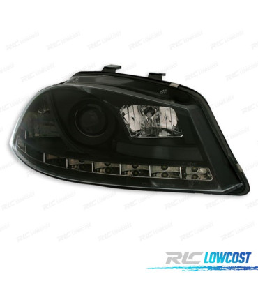 PHARES POUR SEAT IBIZA ET CORDOBA 6L 02-08 DAYLIGHT LED FOND NOIR