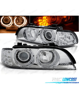 PHARES BMW E39 95-03 ANGEL EYES CHROMÉ LED
