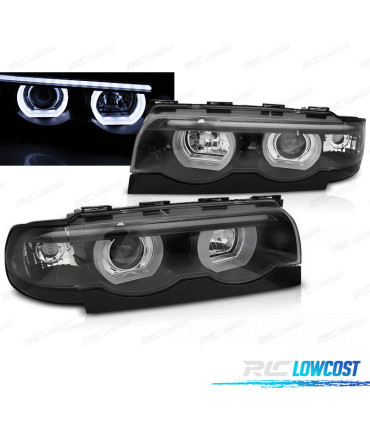 PHARES POUR BMW E38 94-01 ANGEL EYES LED NOIR