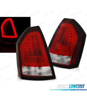 FEUX ARRIÈRE POUR CHRYSLER 300C 05-08 TUBE LED ROUGE TRANSPARENT