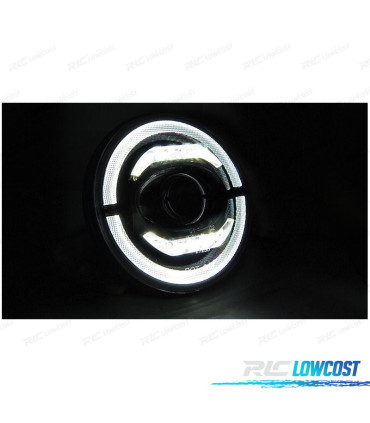 PHARES POUR JEEP WRANGLER 96-18 ANGEL EYES FULL LED NOIR