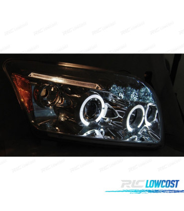 PHARES POUR DODGE CALIBER 06-12 ANGEL EYES LED CHROMÉ