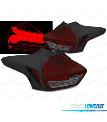 FEUX ARRIÈRE POUR FORD FOCUS MK3 15-18 FULL LED DYNAMIQUES ROUGE FUMÉ