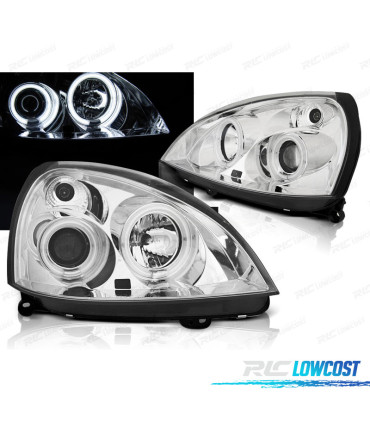 PHARES POUR RENAULT CLIO II 01-0 ANGEL EYES CCFL CHROMÉ