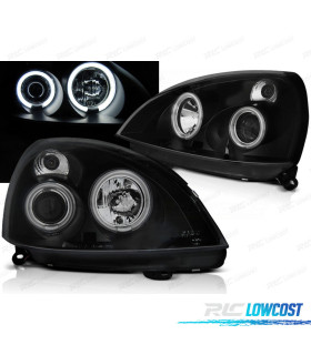 PHARES POUR RENAULT CLIO II 01-05 ANGEL EYES LED NOIR
