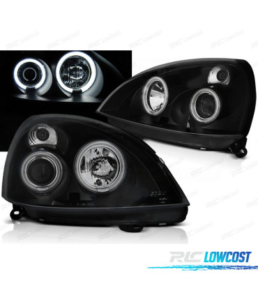 PHARES POUR RENAULT CLIO II 01-05 ANGEL EYES LED NOIR