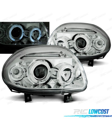 PHARES POUR RENAULT CLIO I 98-01 ANGEL EYES CHROMÉ