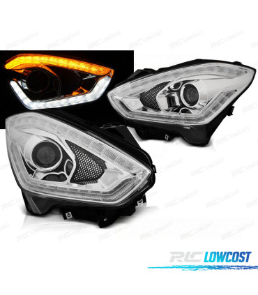 PHARES POUR SUZUKI SWIFT 17- TUBE LIGHT DRL DYNAMIQUE CHROMÉ