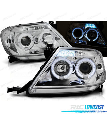 PHARES POUR TOYOTA HILUX 05-11 LED ANGEL EYES CHROMÉ