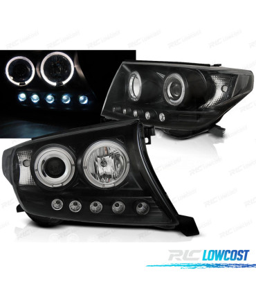 PHARES POUR TOYOTA LAND CRUISER FJ200 07-12 ANGEL EYES NOIR
