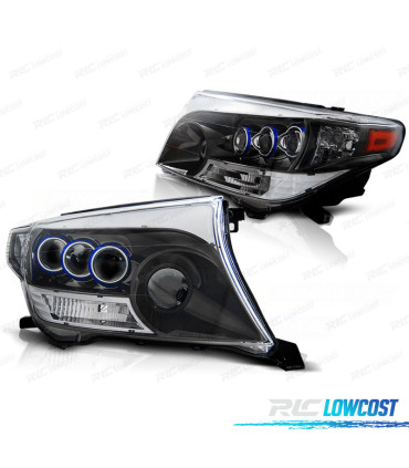 PHARES POUR TOYOTA LAND CRUISER FJ200 07-12 NOIR CHROMÉ