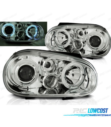 PHARES VW GOLF 4 97-03 ANGEL EYES CHROMÉ