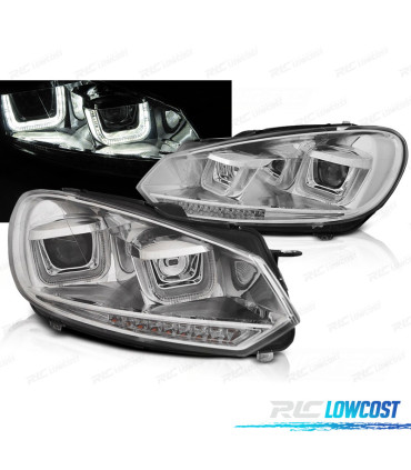 PHARES DYNAMIQUES VOLKSWAGEN VW GOLF 6 08-12 DRL LED CHROMÉ
