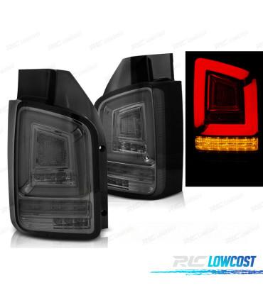 FEUX ARRIÈRE POUR VOLKSWAGEN VW T5 10-15 2P FULL LED DYNAMIQUE FUMÉ