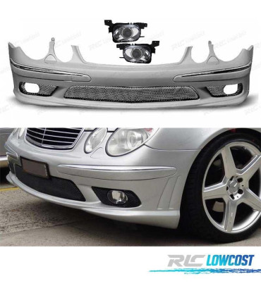 PARE-CHOCS AVANT MERCEDES W211 02-06 LOOK AMG + ANTI-BROUILLARDS
