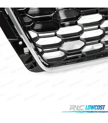 CALANDRE AUDI A4 B9 15-19 LOOK RS4 CHROMÉ NOIR PDC