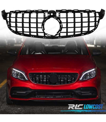 CALANDRE MERCEDES W205 15-17 LOOK AMG GT CAMÉRA NOIR BRILLANT