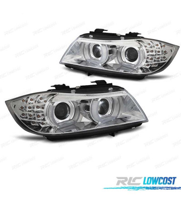 PHARES XÉNON AFS ANGEL EYES U 3D LED BMW E90 E91 LCI 08-12 FOND CHROMÉ