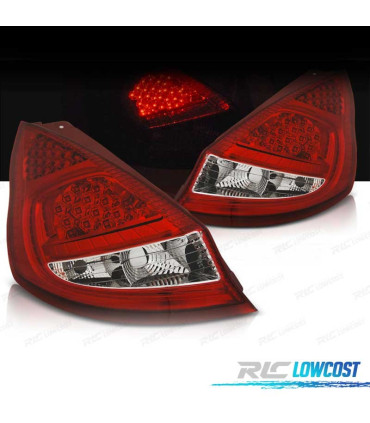 FEUX ARRIÈRE POUR FORD FIESTA MK7 08-12 LED ROUGE CHROMÉ