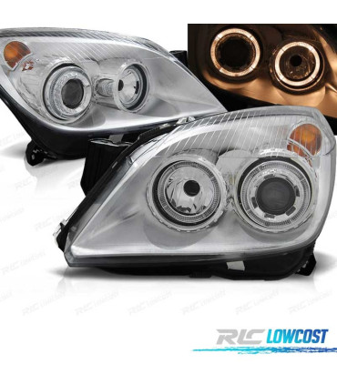 PHARES OPEL ASTRA H 04-09 ANGEL EYES FOND CHROMÉ