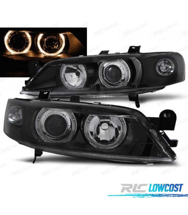 PHARES OPEL VECTRA B 99-02 ANGEL EYES FOND NOIR H7