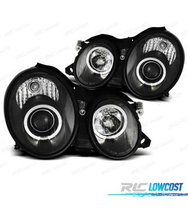 PHARES MERCEDES CLASSE CLK W208 98-02 ANGEL EYES CCFL FOND NOIR
