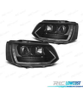 PHARES VOLKSWAGEN VW T5 MULTIVAN CARAVELLE 10-15 LOOK T6 DRL LED NOIR