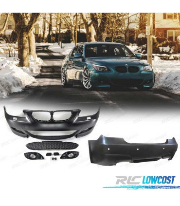 KIT PARE-CHOCS BMW E60 LOOK M5 03-07 AVEC LAVE PHARES