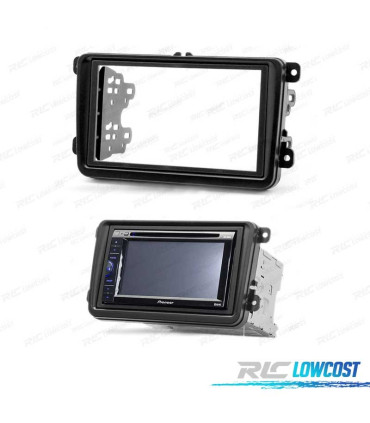 FACADE AUTORADIO EN NOIR 2-DIN POUR SEAT ALTEA LEON TOLEDO SKODA FABIA OCTAVIA SUPERB VOLKSWAGEN VW TIGUAN GOLF PASSAT POLO.