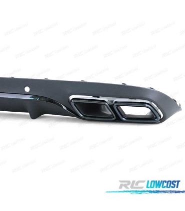 DIFFUSEUR MERCEDES CLASSE C C205 COUPÉ 15-18 LOOK AMG PDC NOIR + SORTIES D'ÉCHAPPEMENT