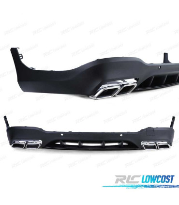 DIFFUSEUR MERCEDES GLC X253 SUV 15-18 LOOK AMG GLC63 PDC + SORTIES D'ÉCHAPPEMENT CHROMÉES