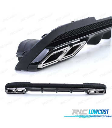DIFFUSEUR MERCEDES CLASSE E W212 BERLINE 13-16 LOOK AMG + EMBOUTS D'ÉCHAPPEMENT CHROMÉS