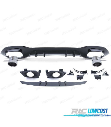 DIFFUSEUR MERCEDES CLASSE A W177 18- LOOK A35 AMG NOIR BRILLANT + SORTIES D'ÉCHAPPEMENT