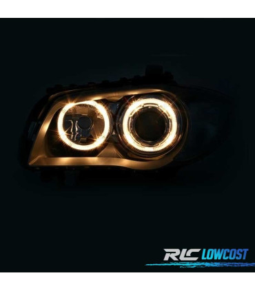 PHARES BMW E81 E87 E82 E88 04-11 ANGEL EYES FOND NOIR