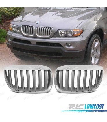 CALANDRES POUR BMW X5 E53 LCI 04-06 LOOK TITANE CHROMÉ ARGENTÉ