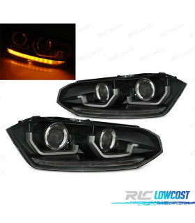 PHARES VOLKSWAGEN VW POLO 6 2G 17- CLIGNOTANTS LED DYNAMIQUES FOND NOIR