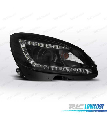 PHARES BIXENON MERCEDES CLASSE C W204 07-11 FEUX DE JOUR FOND NOIR
