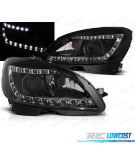 PHARES BIXENON MERCEDES CLASSE C W204 07-11 FEUX DE JOUR FOND NOIR