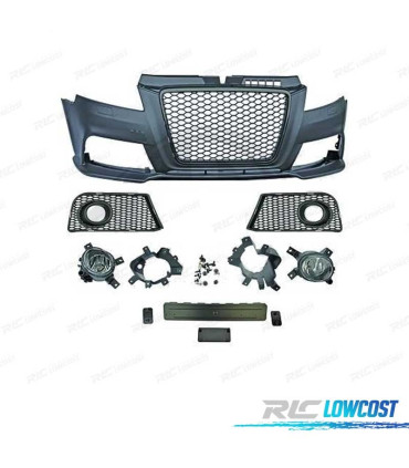 PARE CHOCS AVANT AUDI A3 8P 08-12 LOOK RS3 PDC + ANTIBROUILLARD