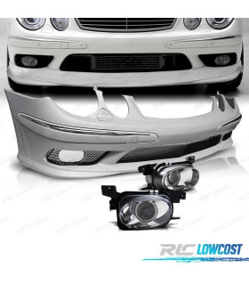 PARE-CHOCS AVANT MERCEDES W211 02-06 LOOK AMG + ANTI-BROUILLARDS