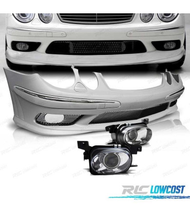 PARE-CHOCS AVANT MERCEDES W211 02-06 LOOK AMG + ANTI-BROUILLARDS