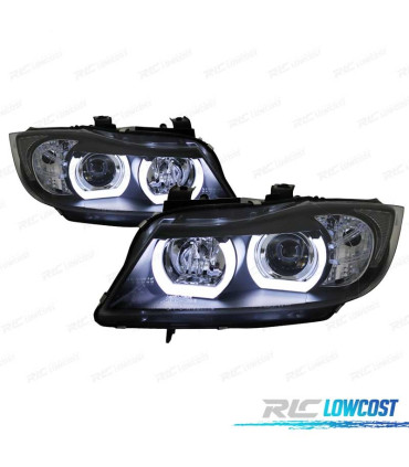 PHARES XÉNON ANGEL EYES U 3D LED BMW E90 E91 05-08 NOIR
