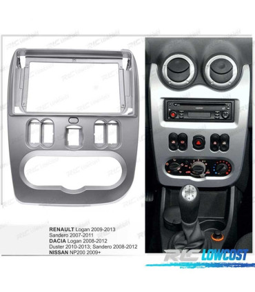 FACADE AUTORADIO 2-DIN POUR RENAULT DACIA LOGAN SANDERO DUSTER NISSAN NP200- GRIS