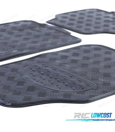 TAPIS EN CAOUTCHOUC UNIVERSEL NOIR (4 UNITÉS)