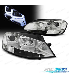 PHARES POUR VOLKSWAGEN VW GOLF 7 12-17 DAYLIGHT FOND CHROMÉ