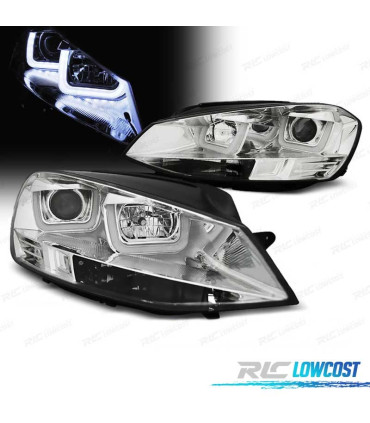 PHARES POUR VOLKSWAGEN VW GOLF 7 12-17 DAYLIGHT FOND CHROMÉ
