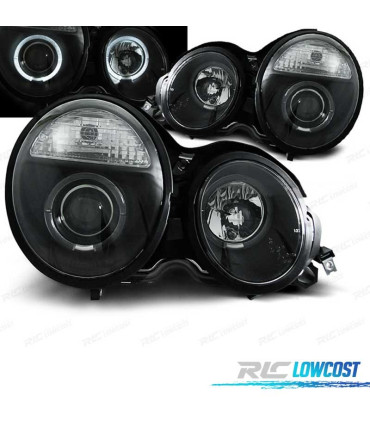 PHARES MERCEDES CLASSE E W210 95-99 ANGEL EYES FOND NOIR