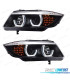 PHARES BMW E90 E91 SÉRIE 3 05-08 ANGEL EYES LED 3D FOND NOIR