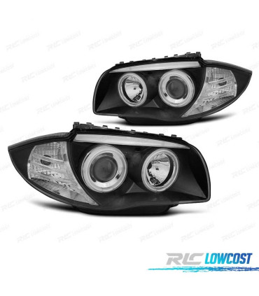 PHARES BMW E81 E87 E82 E88 ANGEL EYES CCFL FOND NOIR